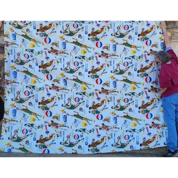 RARE Vintage 60’s 70’s ABA American Basketball Association Fabric 108" x 90" - Picture 1 of 10